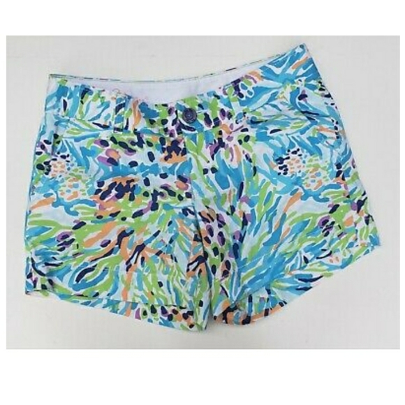 Lilly Pulitzer Sea Soirée Callahans shorts Size 0 EUC Sea blue EUC - Picture 1 of 4